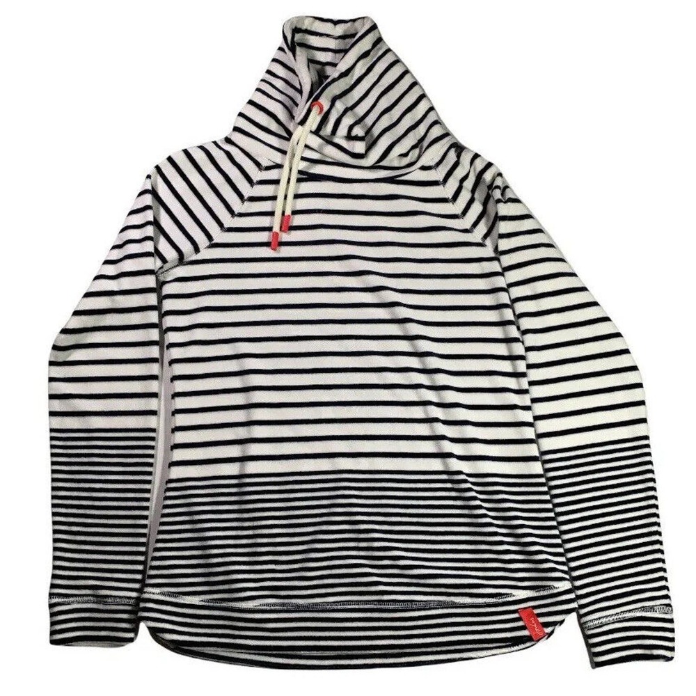 Joules Striped Navy Blue White Cotton Funnel Neck Pull Over Women’s 4